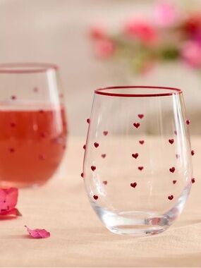 Set of 2 Stemless Heart Wine Glasses by Terrain for Anthropologie